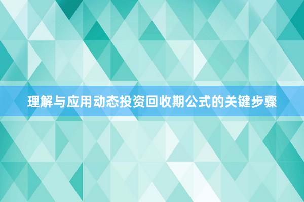 理解与应用动态投资回收期公式的关键步骤